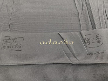 平和屋着物＊京都の老舗呉服メーカー ODASHO　小田章監修　夏物　色無地　絽縮緬　伊と孝　鈍色　反端付　正絹　逸品　未使用　BAAX7214hv