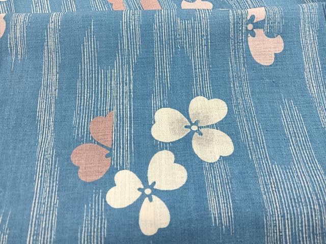 平和屋着物＊夏物　小紋　紗　流水花文　洗える着物　BAAX7215hv