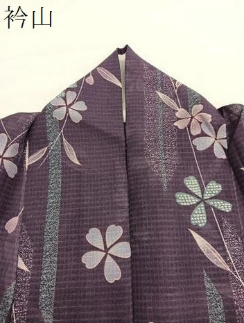 平和屋着物＊夏物　小紋　紅梅織　枝花文　洗える着物　BAAX7219hv