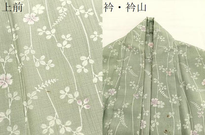 平和屋着物＊夏物　小紋　紗　枝花文　洗える着物　BAAX7225hv