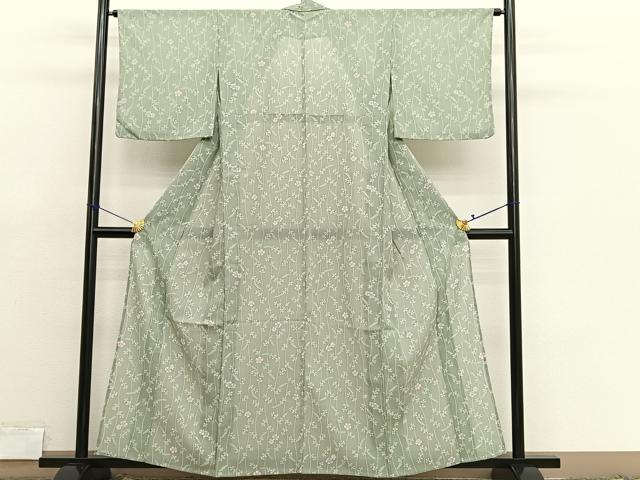 平和屋着物＊夏物　小紋　紗　枝花文　洗える着物　BAAX7225hv