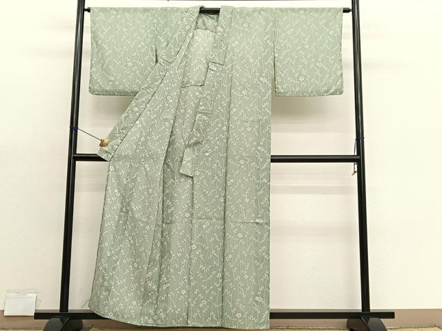 平和屋着物＊夏物　小紋　紗　枝花文　洗える着物　BAAX7225hv