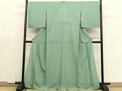 平和屋着物＊夏物　色無地　絽　山葵色　正絹　逸品　BAAX7228hv