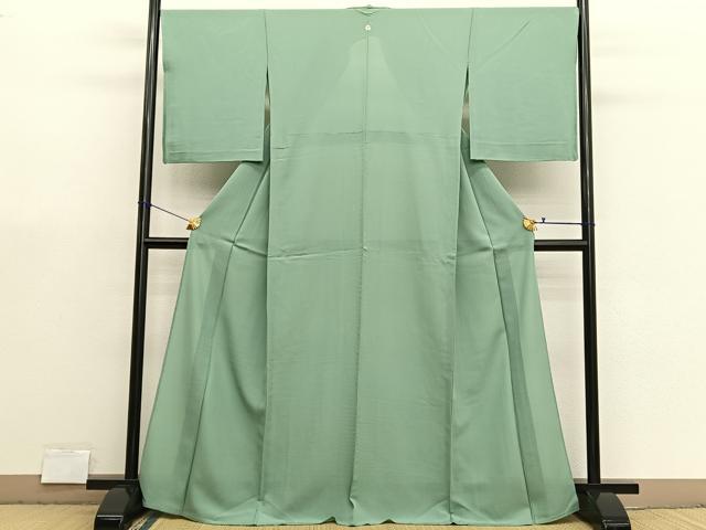 平和屋着物＊夏物　色無地　絽　山葵色　正絹　逸品　BAAX7228hv