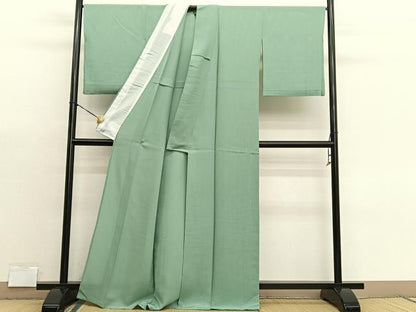 平和屋着物＊夏物　色無地　絽　山葵色　正絹　逸品　BAAX7228hv
