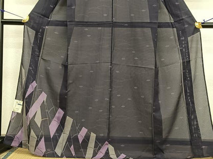 平和屋着物＊夏物　色留訪問着　絽　竹　金彩　洗える着物　BAAX7229hv