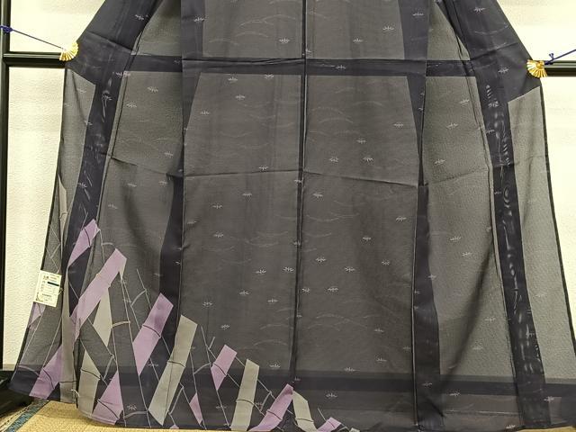平和屋着物＊夏物　色留訪問着　絽　竹　金彩　洗える着物　BAAX7229hv