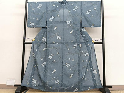 平和屋着物＊夏物　小紋　紗　桜　洗える着物　BAAX7233hv