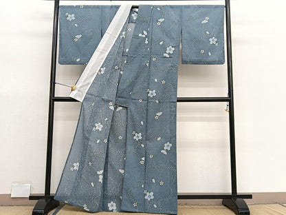 平和屋着物＊夏物　小紋　紗　桜　洗える着物　BAAX7233hv