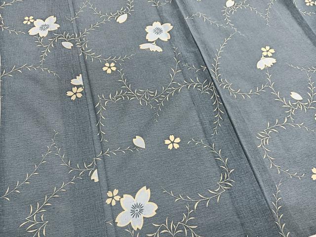 平和屋着物＊夏物　小紋　紗　桜　洗える着物　BAAX7233hv