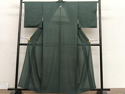 平和屋着物＊夏物　色無地　絽　革色　正絹　逸品　BAAX7234hv