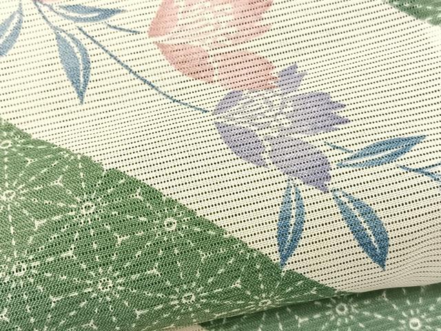 平和屋着物＊夏物　小紋　絽　有職枝花文　洗える着物　BAAX7237hv