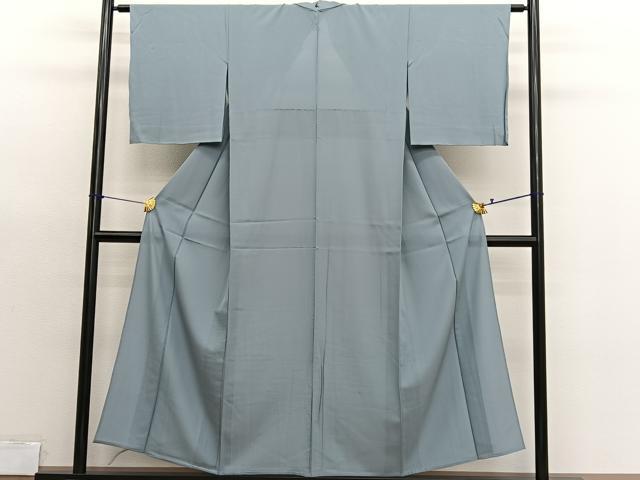 平和屋着物＊夏物　色無地　絽　利休鼠色　正絹　逸品　BAAX7238hv