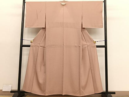 平和屋着物＊夏物　色無地　絽縮緬　赤香色　健勝苑扱い　反端付き　正絹　逸品　未使用　BAAX7240hv