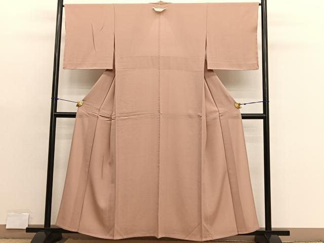 平和屋着物＊夏物　色無地　絽縮緬　赤香色　健勝苑扱い　反端付き　正絹　逸品　未使用　BAAX7240hv