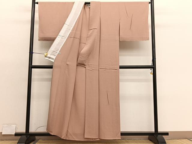 平和屋着物＊夏物　色無地　絽縮緬　赤香色　健勝苑扱い　反端付き　正絹　逸品　未使用　BAAX7240hv