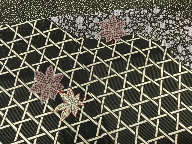 平和屋着物＊夏物　訪問着　絽　道長楓文　黒地　洗える着物　BAAX7241hv