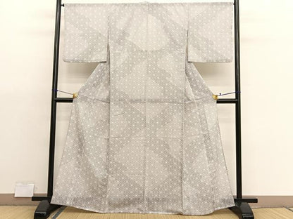 平和屋着物＊夏物　小紋　紗　麻の葉文様　洗える着物　BAAX7245hv