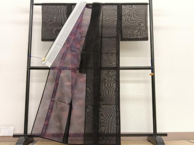 平和屋着物＊夏物　小紋　二重紗　霞文　暈し染め　洗える着物　未使用　BAAX7248hv