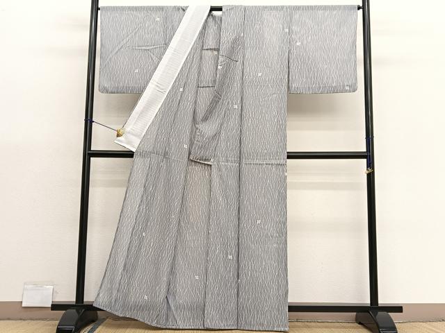 平和屋着物＊夏物　小紋　絽　芝草花文　洗える着物　BAAX7249hv