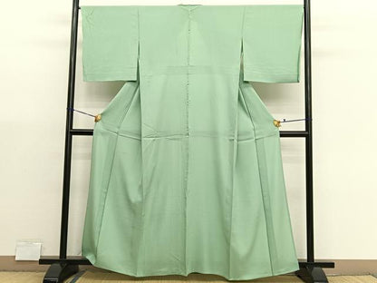 平和屋着物＊夏物　色無地　絽　若葉色　正絹　逸品　BAAX7252hv