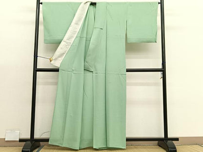 平和屋着物＊夏物　色無地　絽　若葉色　正絹　逸品　BAAX7252hv