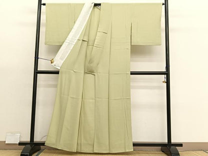平和屋着物＊夏物　色無地　絽　枯草色　正絹　逸品　BAAX7254hv