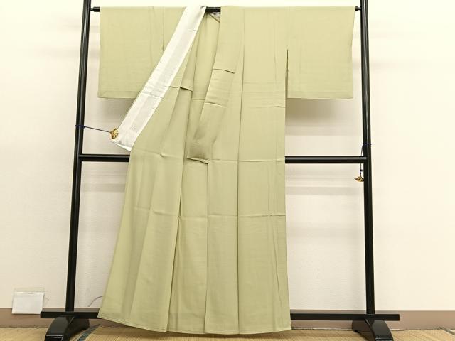 平和屋着物＊夏物　色無地　絽　枯草色　正絹　逸品　BAAX7254hv