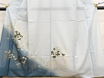 平和屋着物＊夏物　訪問着　絽　色紙花文　暈し染め　金彩　洗える着物　BAAX7255hv
