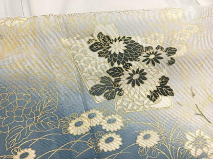 平和屋着物＊夏物　訪問着　絽　色紙花文　暈し染め　金彩　洗える着物　BAAX7255hv