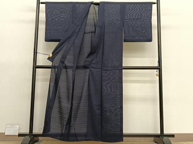 平和屋着物＊夏物　色無地　変わり絽　紫黒色　正絹　逸品　BAAX7256hv
