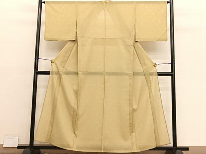 平和屋着物＊夏物　小紋　絽　桔梗枝葉文　洗える着物　BAAX7257hv