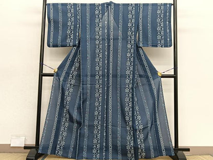平和屋着物＊夏物　小紋　紗　飾花間道　洗える着物　BAAX7260hv