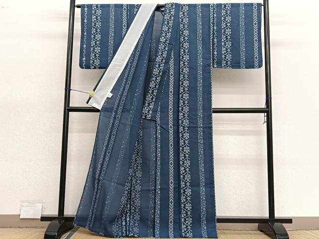 平和屋着物＊夏物　小紋　紗　飾花間道　洗える着物　BAAX7260hv
