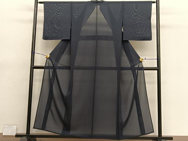 平和屋着物＊夏物　色無地　絽　黒緑色　正絹　逸品　BAAX7262hv