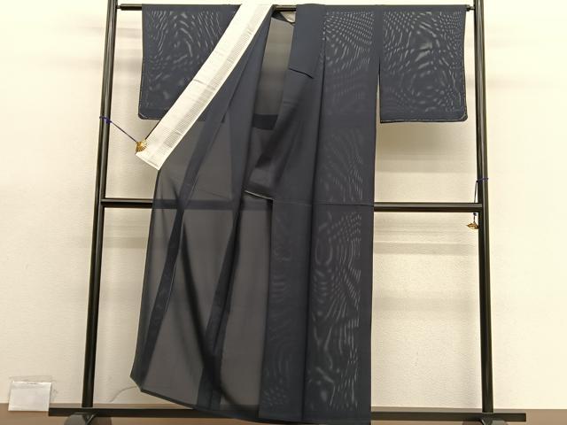 平和屋着物＊夏物　色無地　絽　黒緑色　正絹　逸品　BAAX7262hv