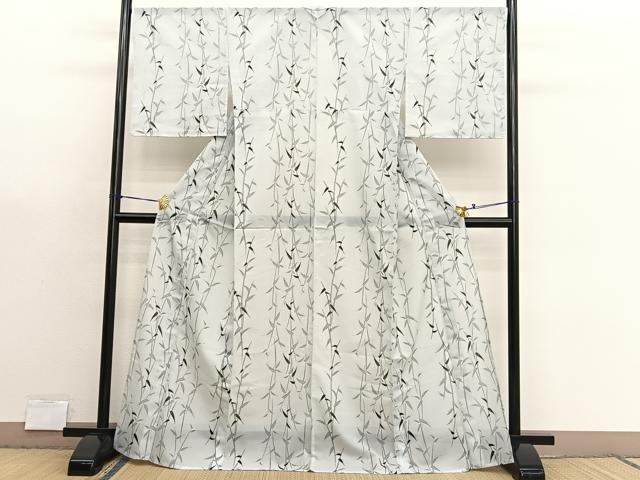 平和屋着物＊夏物　小紋　絽　枝葉文　洗える着物　未使用　BAAX7264hv