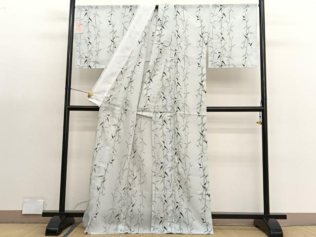 平和屋着物＊夏物　小紋　絽　枝葉文　洗える着物　未使用　BAAX7264hv