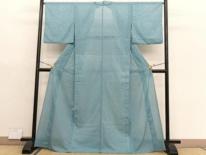 平和屋着物＊夏物　小紋　絽　小花文　洗える着物　BAAX7266hv