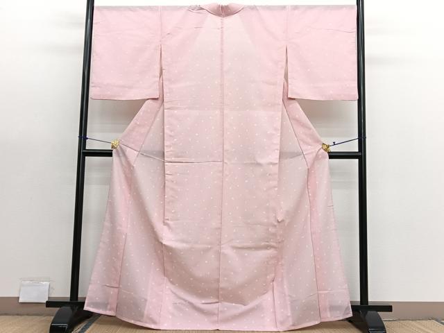 平和屋着物＊夏物　小紋　絽　箔散らし文様　洗える着物　BAAX7267hv