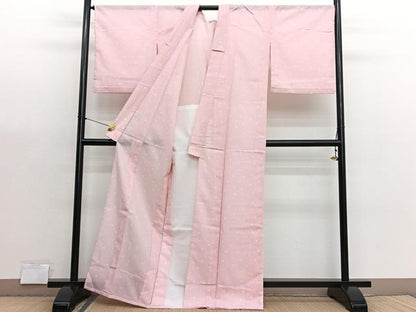 平和屋着物＊夏物　小紋　絽　箔散らし文様　洗える着物　BAAX7267hv