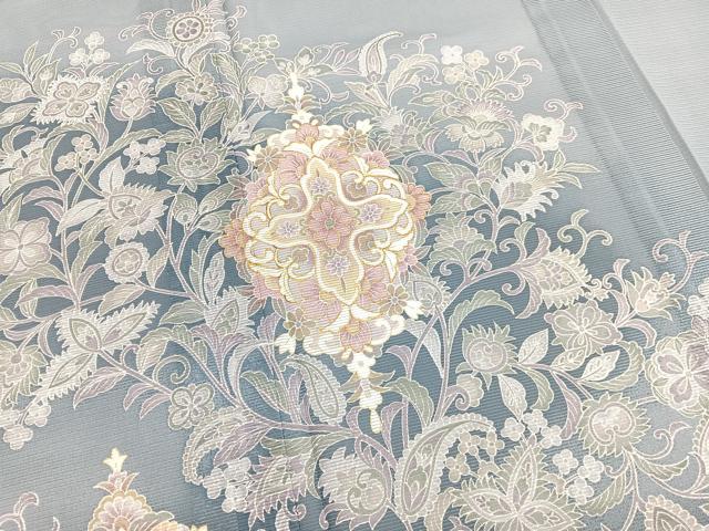 平和屋着物＊夏物　訪問着　絽　更紗花唐草文　暈し染め　金彩　洗える着物　BAAX7270hv