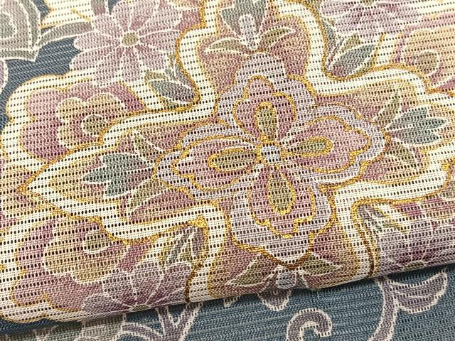 平和屋着物＊夏物　訪問着　絽　更紗花唐草文　暈し染め　金彩　洗える着物　BAAX7270hv