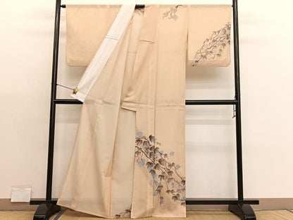 平和屋着物＊夏物　訪問着　絽　葡萄蔦の葉文　暈し染め　金彩　洗える着物　BAAX7271hv