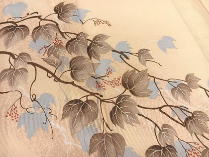 平和屋着物＊夏物　訪問着　絽　葡萄蔦の葉文　暈し染め　金彩　洗える着物　BAAX7271hv