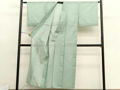 平和屋着物＊夏物　小紋　絽　霰幾何学文様　洗える着物　BAAX7273hv