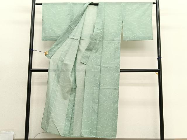 平和屋着物＊夏物　小紋　絽　霰幾何学文様　洗える着物　BAAX7273hv