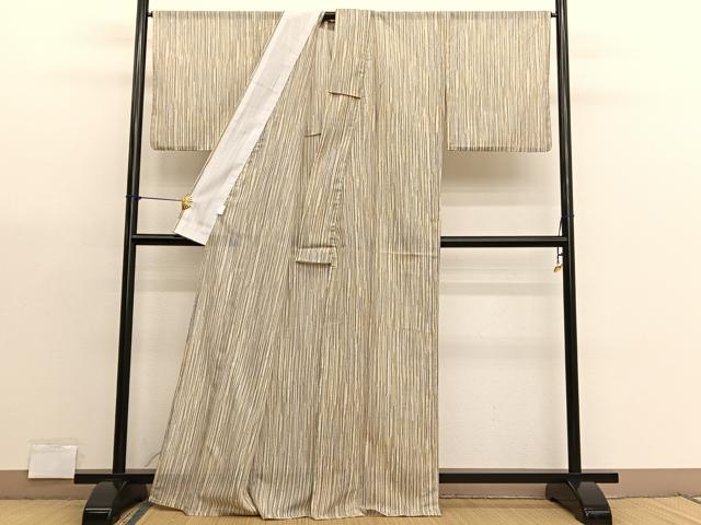 平和屋着物＊夏物　小紋　絽　縞　洗える着物　BAAX7274hv