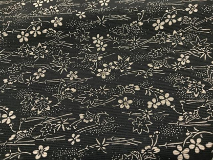 平和屋着物＊夏物　小紋　絽　型染め　吹き寄せ花文　黒地　正絹　逸品　BAAX7275hv