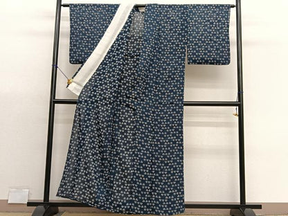 平和屋着物＊夏物　小紋　絽　草花文　正絹　逸品　BAAX7281hv